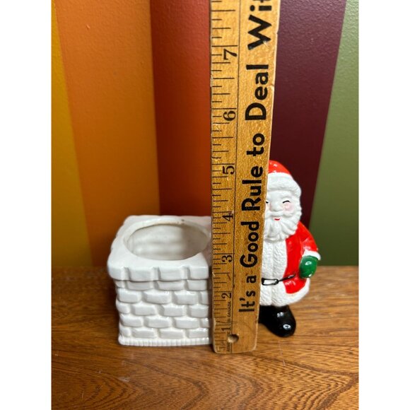 Vintage Christmas smiling Santa planter with sack ceramic cute kitschy - Picture 10 of 10